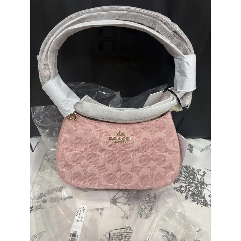 B16-009-Coach Mini Teri-Light Pink Signature Denim